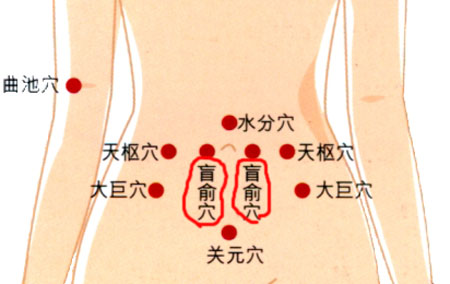 盲俞穴→治腹脹、便秘