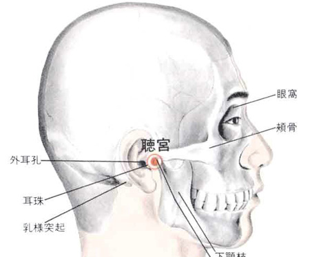 聽(tīng)宮穴→治耳鳴、耳聾